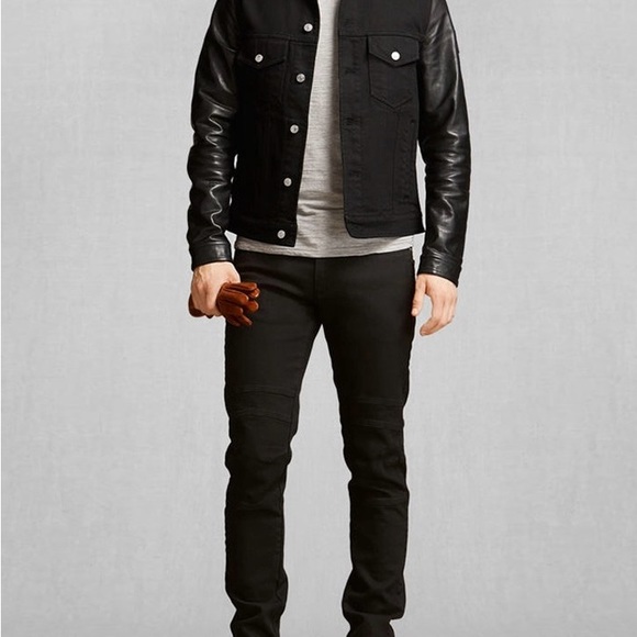 Beckham Belstaff Jacket,  black, leather and cotton.  Size 50 (men).  $995 new. - Picture 2 of 6